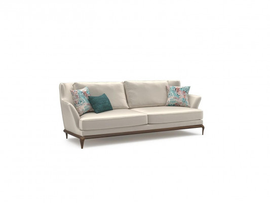 Modern Complete 2x Three-Seater Sofa White Textile Living Room Design Sofas Couch