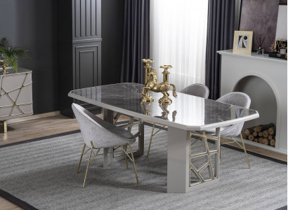 Dining Room Modern Furniture Luxurious Dining Table 4x Chairs Modern Set