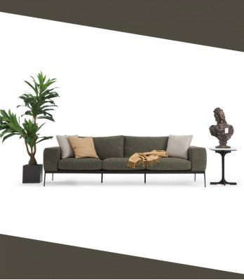 Two-seater sofa 2 seater fabric gray modern design living room polyester