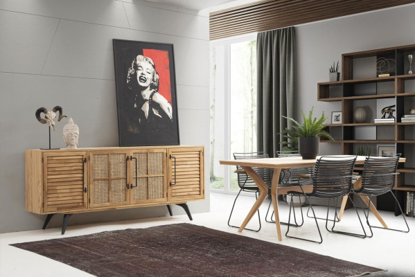 Dining set dining corner dining room dining table chairs set 5-piece brown wood modern