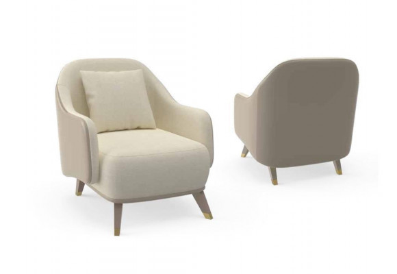 Armchair 1-Seater Upholstered Sofas Design Luxury Textile Couch White Sofa New