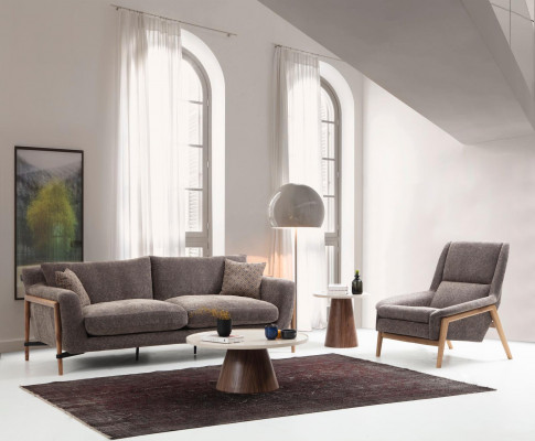 Four-seater sofa, 4-seater fabric sofas, modern design, living room, gray