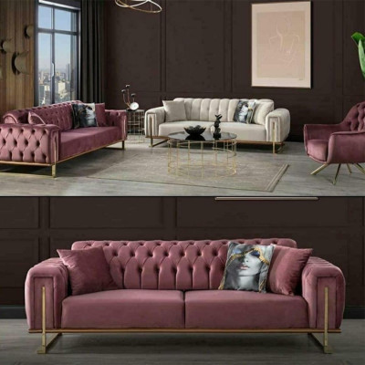 Furniture Living Room Multicolor Set 2x 3-Seater Sofas and Armchair 3-piece set.