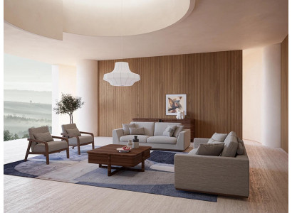 Design Sofa Set 3-piece Two-seater Sofa Couch Upholstered Furniture 2x Armchairs Living Room