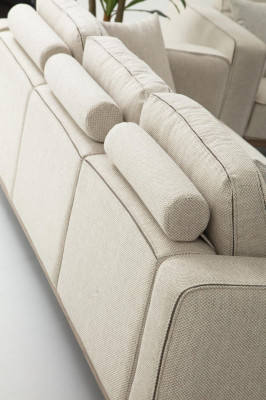 Four-seater sofa, fabric sofas, modern design, living room, beige.