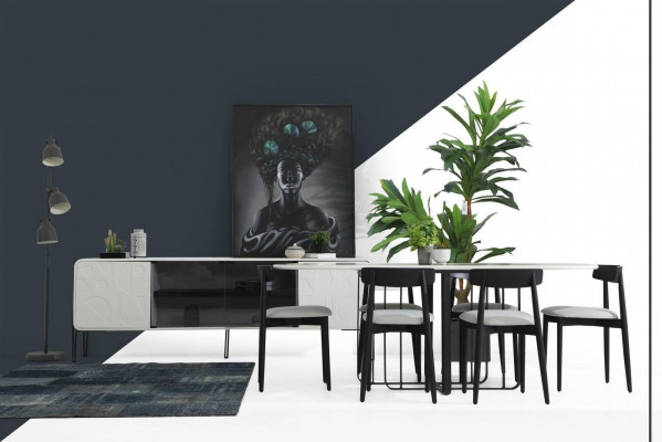 Dining room group dining table chairs table wood set 7 pcs white tables new