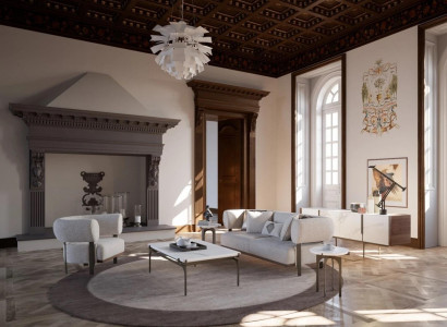 Design modern luxury living room set sofa two-seater with 2x armchair furnishings