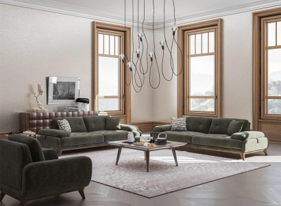 4-piece upholstered furniture set, 2-seater sofa with 3-seater luxury coffee table