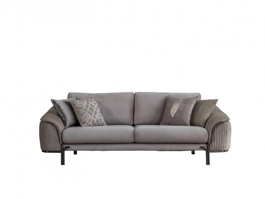 Living room luxury gray sofa set 2x three-seater sofas new armchair design furniture