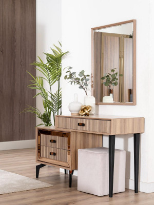 Luxury Double Bed Bedroom Suite Bed Wood Set 7-piece Brown Modern