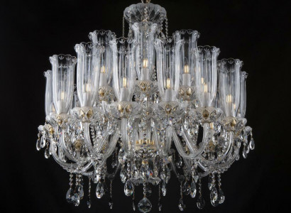 XXL Lamp 24x Chandelier Palace Villa D'Este Lights Crystal Lamp Chandelier