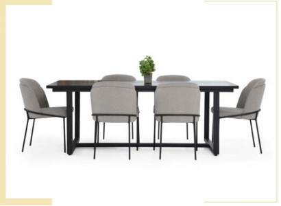 Dining corner Dining set Dining room Dining table Chairs 7-piece Wood Gray Set New
