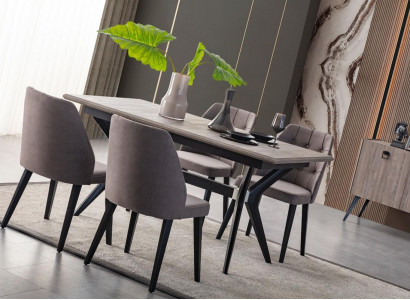 Dining corner set dining room dining group dining table chairs wood grey 7-piece