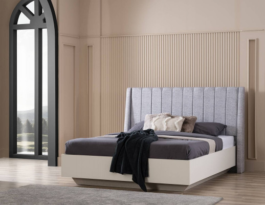 Double Bed Bedroom Set Wooden Bed 3-Piece Set White Nightstands