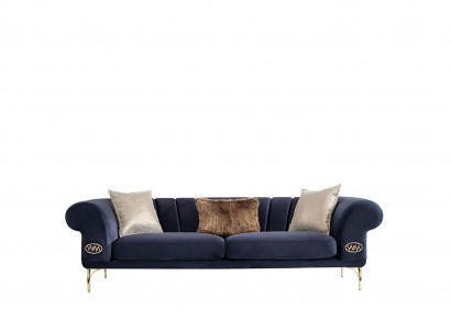 Blue living room couch designer 3-seater upholstered couches seating furniture new