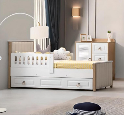 Bed frame children's bed 200 cm bed children's room bed frame white wood