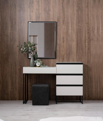 Dressing Table Vanity Console Table Dresser Mirror Set 3-piece White