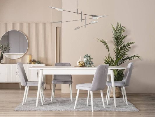 Dining room furniture dining nook set 7-piece dining room dining table white chairs