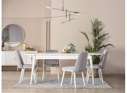 Dining room furniture dining nook set 7-piece dining room dining table white chairs
