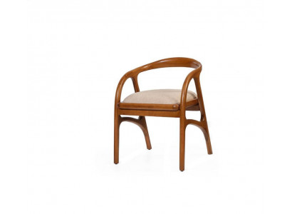 Brown luxury upholstered dining room chair design with armrests single-seater