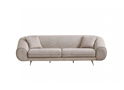 Modern beige couch living room 3-seater luxury upholstered designer sofas
