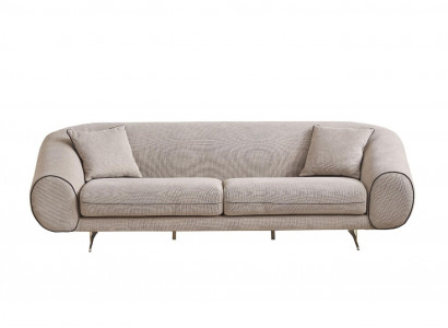 Modern beige couch living room 3-seater luxury upholstered designer sofas