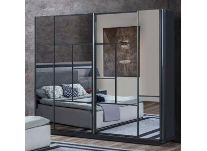 Gray luxury glass cabinet bedroom wardrobe noble wood cabinets