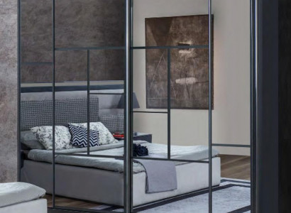 Gray luxury glass cabinet bedroom wardrobe noble wood cabinets