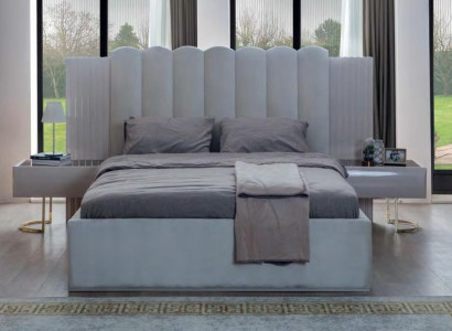 White bedroom set bed nightstands wooden frame double bed 3 pieces