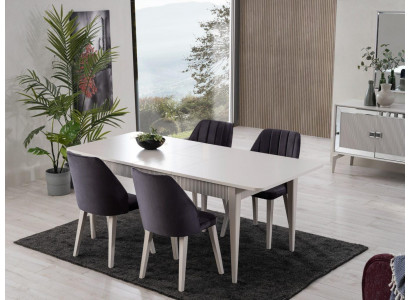 Dining set extendable dining table modern dining room set 7-piece gray wood