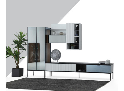 Living room wall TV stand RTV lowboard display cabinet wood modern white living room