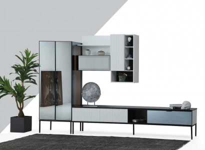 Living room wall TV stand RTV lowboard display cabinet wood modern white living room