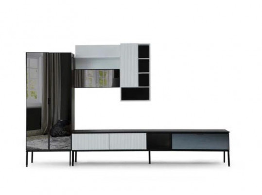 Living room wall TV stand RTV lowboard display cabinet wood modern white living room