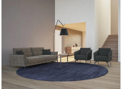 Design gray sofa three-seater modern 2x armchair upholstered furniture luxury coffee table