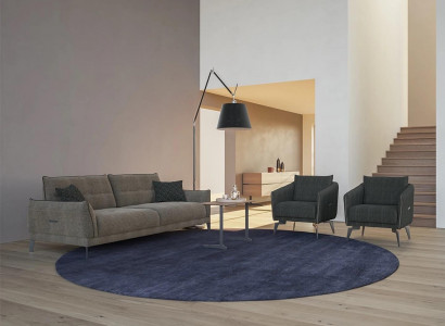Design gray sofa three-seater modern 2x armchair upholstered furniture luxury coffee table