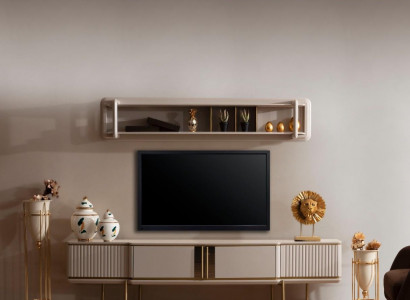 Modern living room lowboard designer shelves 2-piece wood furniture set new