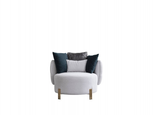 White textile armchair luxury single-seater designer living room upholstered armchair