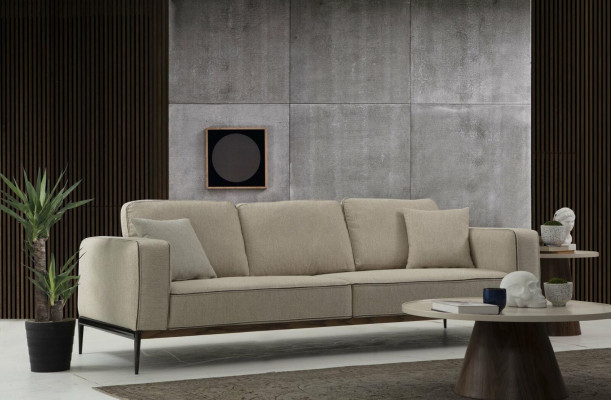 Sofa three-seater 3-seater fabric modern sofa design living room beige