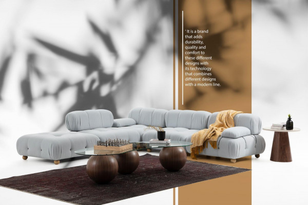 Corner sofa fabric living room sofas corner gray modern polyester design