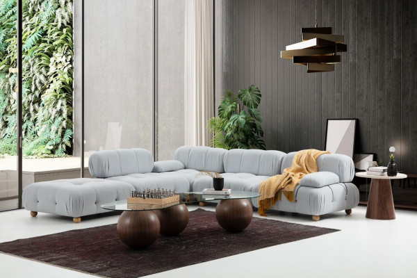 Corner sofa fabric living room sofas corner gray modern polyester design