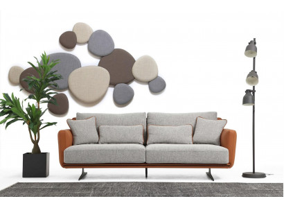 Three-seater sofa, 3-seater fabric, orange modern design, living room gray