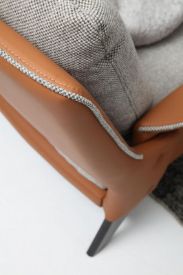 Three-seater sofa, 3-seater fabric, orange modern design, living room gray