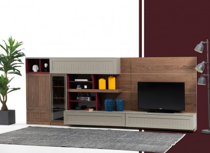 Living room wall TV stand RTV lowboard display cabinet wood modern brown living room