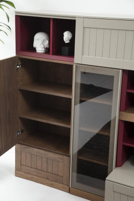 Living room wall TV stand RTV lowboard display cabinet wood modern brown living room