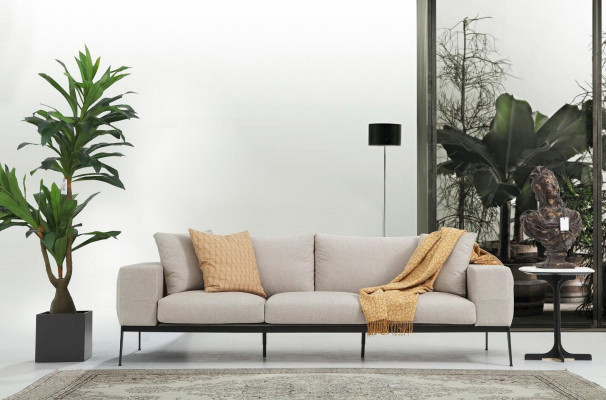 Three-seater sofa 3-seater sofas beige fabric living room luxury modern new