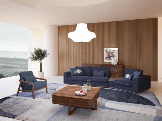 Blue sofa set three-seater sofas living room armchair modern design fabric