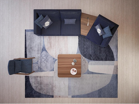 Blue sofa set three-seater sofas living room armchair modern design fabric