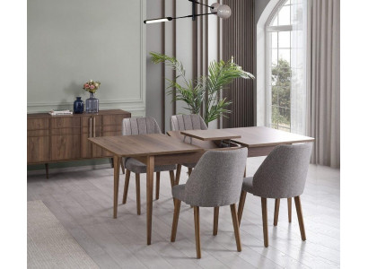 Modern complete dining group dining room dining table set 7-piece dining room brown wood