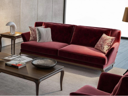 Design fabric sofa, three-seater textile sofa, luxury furnishing, living room, new