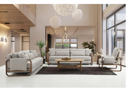 Sofa Set 431 Seater Armchair Modern Fabric Gray Set Living Room Group
